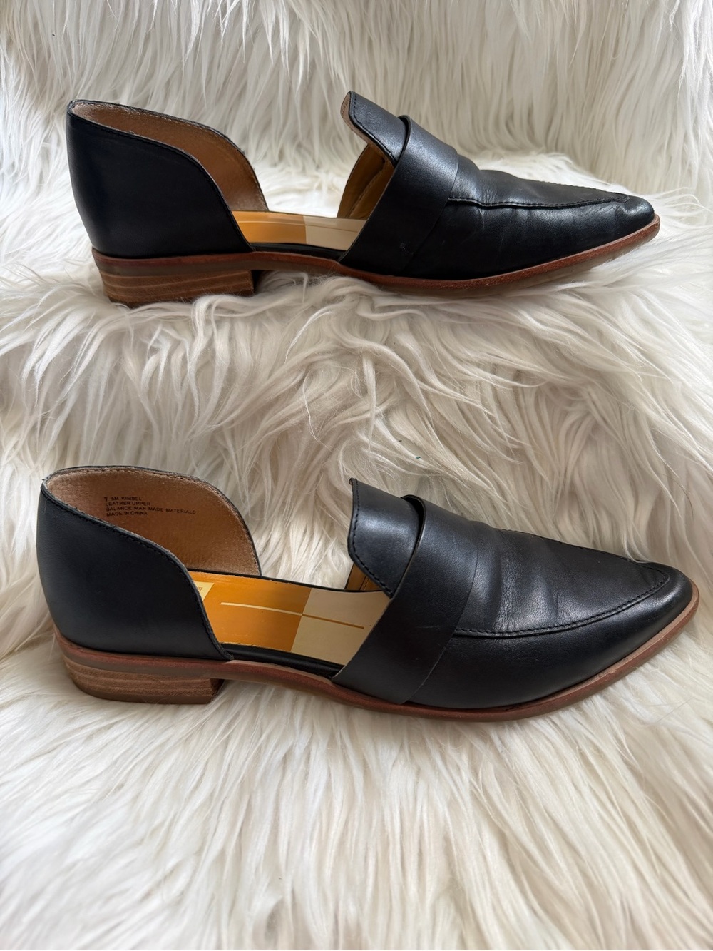 Dolce Vita Shoes Loafers Black Leather Flats Kimbel Slip On Size 7.5